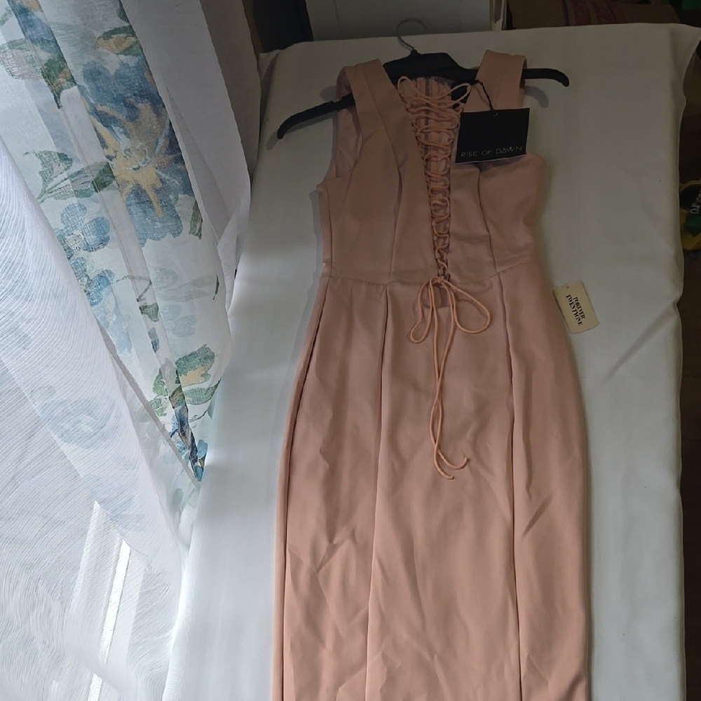 Blush Lace-Up Dress